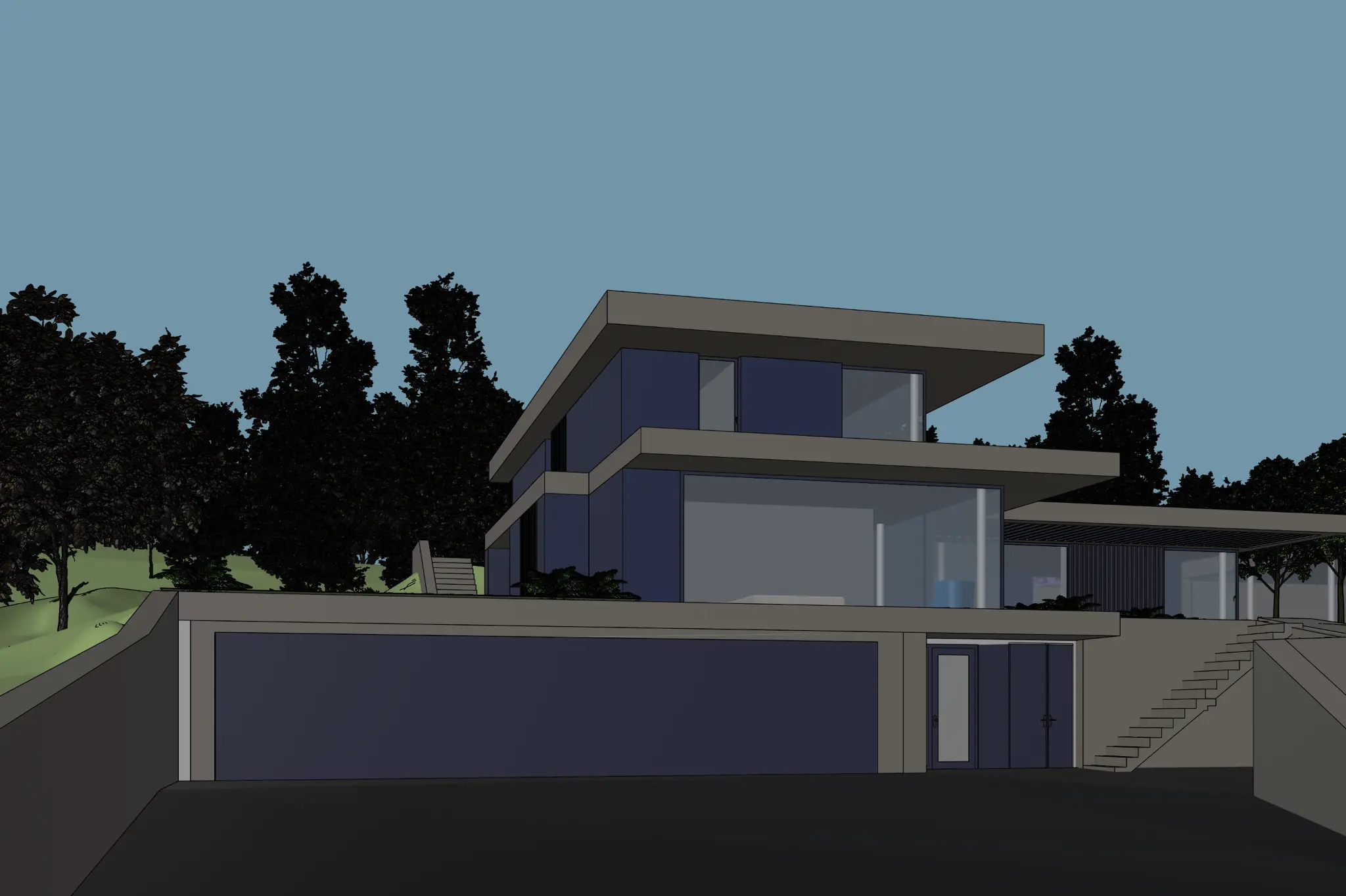 Example base image: SketchUp 3D model of a modern house